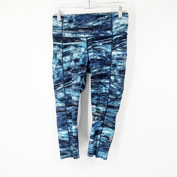 Lululemon Fast & Free Crop II Leggings Nulux 19" in Shorelines Multi Blue - Picture 2 of 6